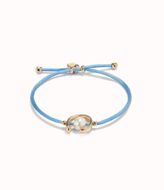 Bracciale in filo blu con perla shell assortimento placcato oro 18k.